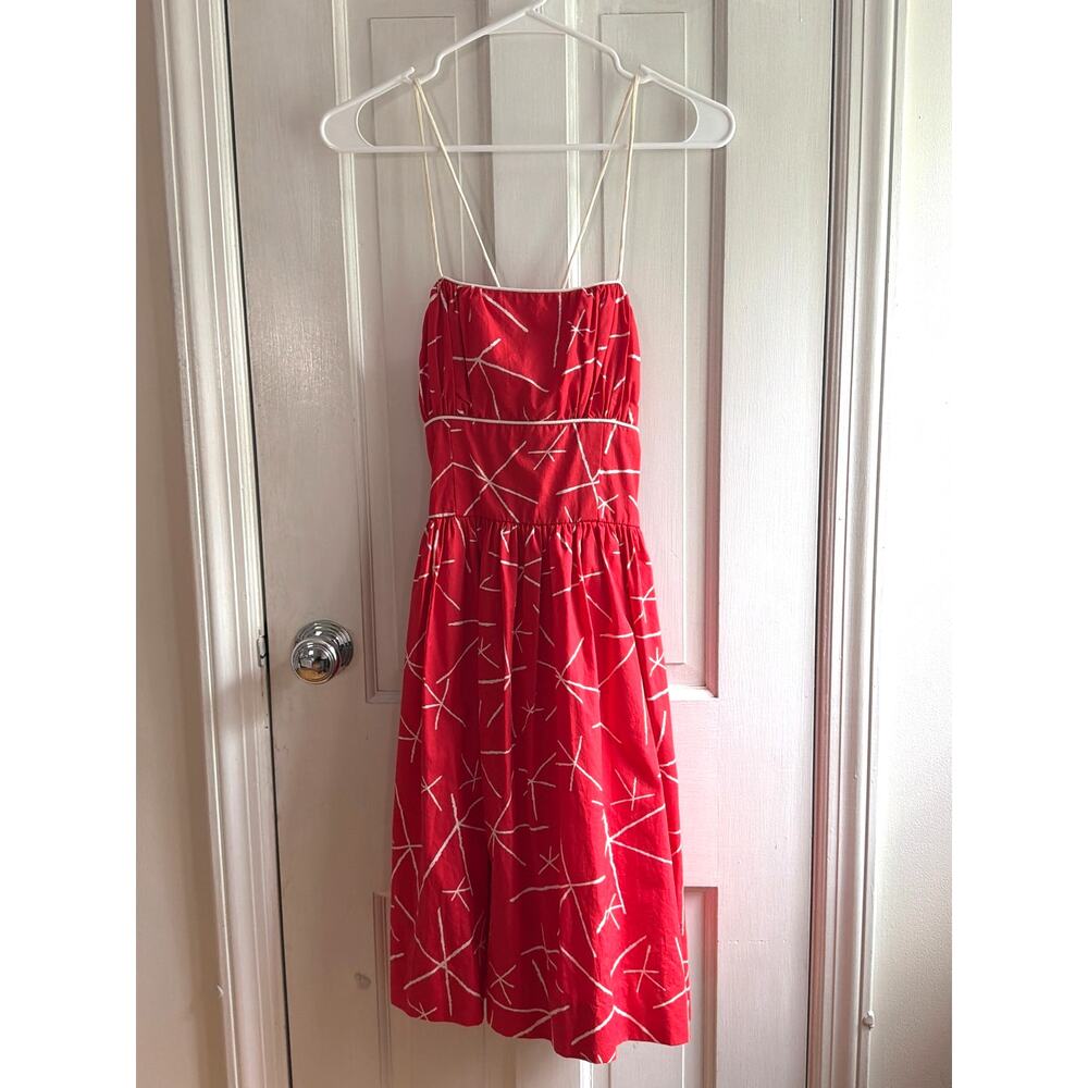 Girls From Savoy Anthropologie Red White Halter A-Line Dress 4 Sundress